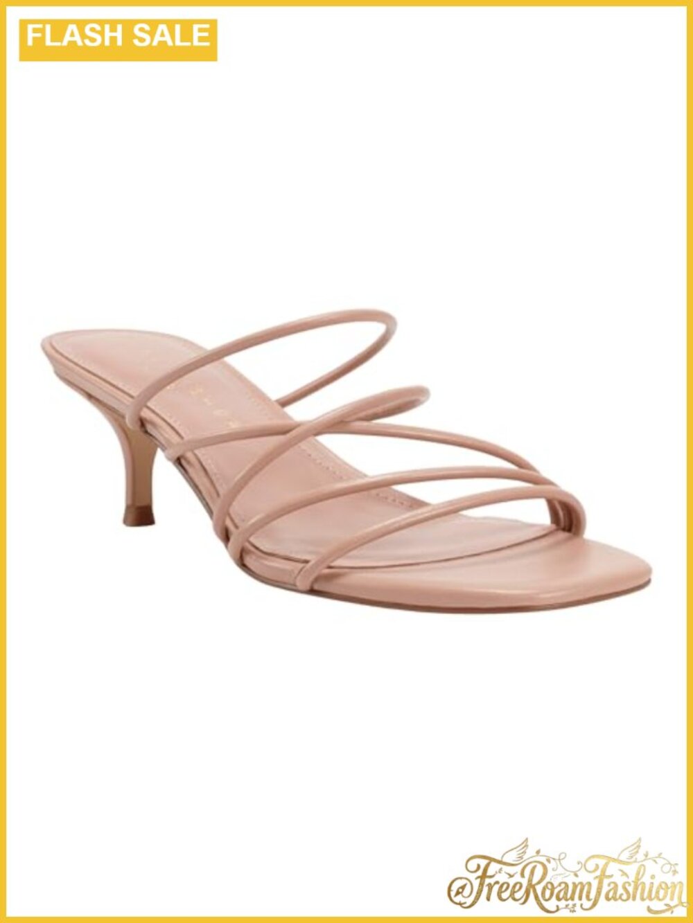 Strappy Stiletto Heeled Sandal Square Toe Slingback Dressy Casual